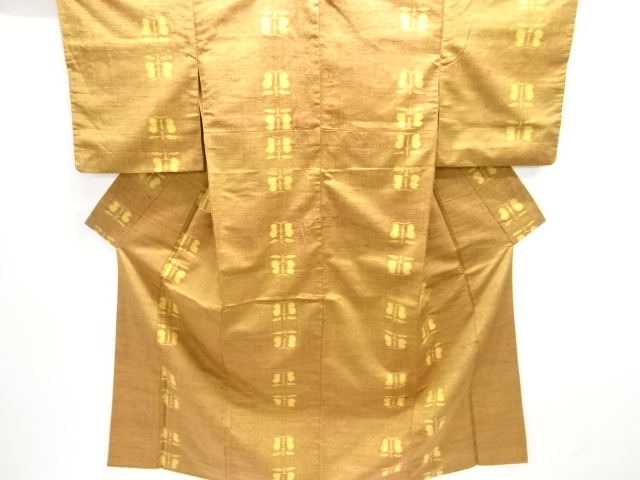 JAPANESE KIMONO / ANTIQUE KIMONO / SILK / TSUMUGI / WOVEN ENSHU CAMELLIA